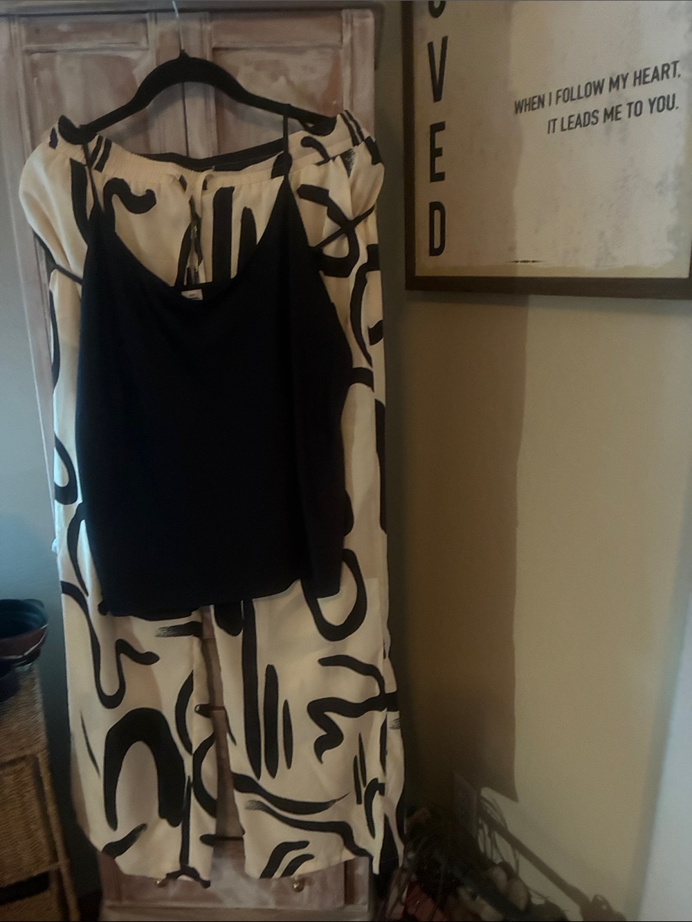 Black & White Abstract Print Maxi Skirt - Women